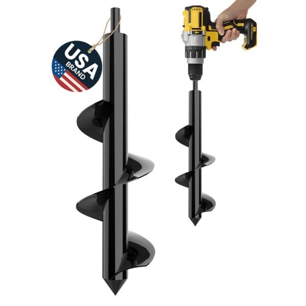 Auger Drill Bit for Planting – 3" x 12" Spiral Garden Hole Digger for Bulbs, Umbrella Holes, and More
