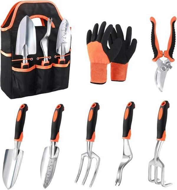 8-Piece Gardening Tool Set – Ergonomic, Heavy Duty Kit with Storage Bag