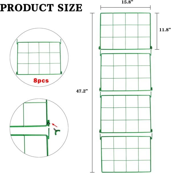 48" x 16" Foldable Metal Cucumber Trellis – Compact Garden Support for Climbing Plants - Image 2