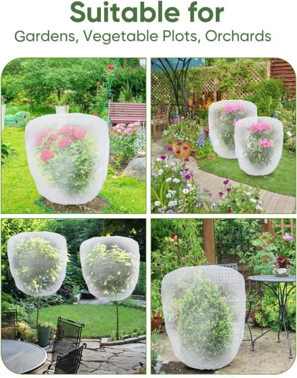 Bird Netting for Garden Protection – 4-Pack Drawstring Mesh Covers (3.3ft x 2.7ft) - Image 3