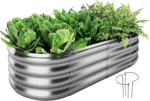 Galvanized Metal Raised Garden Bed Kit – 4x2x1ft Planter Box for Outdoor Gardening
