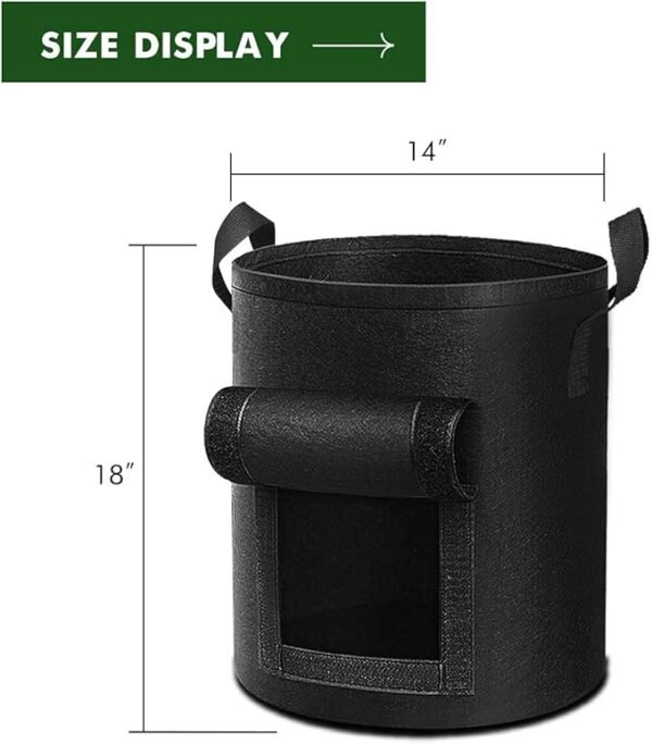 5-Pack 10 Gallon Potato Grow Bags – Durable Nonwoven Fabric Pots with Reinforced Handles - Image 2