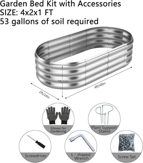 Galvanized Metal Raised Garden Bed Kit – 4x2x1ft Planter Box for Outdoor Gardening - Image 2