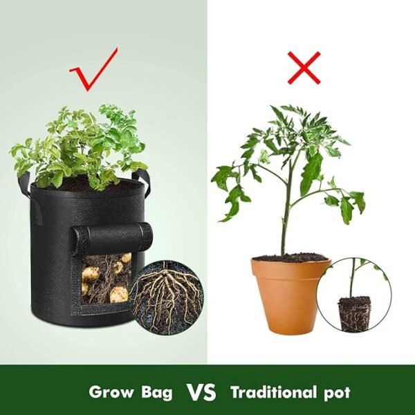 5-Pack 10 Gallon Potato Grow Bags – Durable Nonwoven Fabric Pots with Reinforced Handles - Image 5