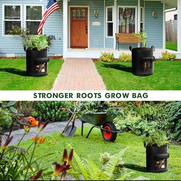 5-Pack 10 Gallon Potato Grow Bags – Durable Nonwoven Fabric Pots with Reinforced Handles - Image 7